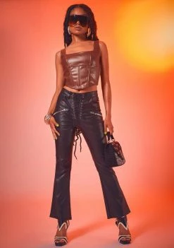Poster Grl Tops Rowdy Rodeo Vegan Leather Corset