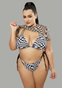 Poster Grl Her Warped Realm Checkered Bikini Set Swim