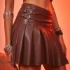 Poster Grl Bottoms Malt Trailblazer Vegan Leather Pleated Mini Skirt