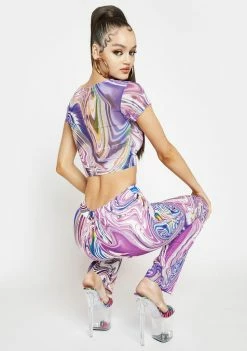 Poster Grl Tops Lavender Hypnotic Habits Mesh Baby Tee