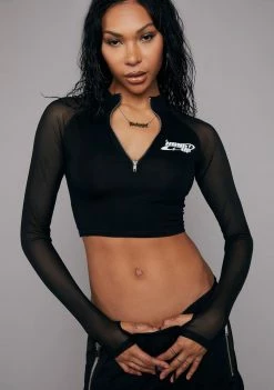 Poster Grl Noir Kissed A Girl Mesh Crop Top Tops