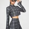 Poster Grl Tops Back In Session Plaid Crop Top