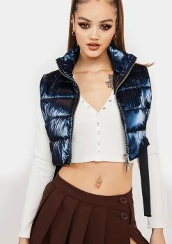 Poster Grl Outerwear Can U Not Cropped Puffer Vest