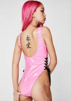 Poster Grl Tops Slick Moves Lace-Up Bodysuit