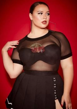 Poster Grl Plus With The Pits Cherry Rhinestone Top Tops