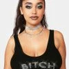 Poster Grl Tops Plus Icy Babe Rhinestone Tank Top