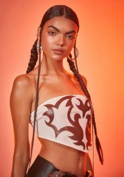 Poster Grl Line Dance Craze Vegan Leather Bandeau Top Tops