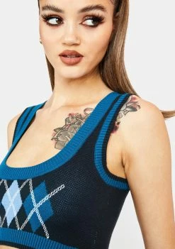 Poster Grl Learn The Ropes Argyle Sweater Tank Tops