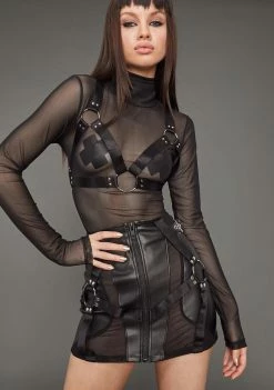 Poster Grl Naughty Habits Mesh Top And Harness Set Tops