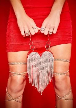 Poster Grl Bags & Wallets Love Mine All Mine Rhinestone Heart Mini Purse