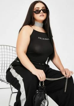 Poster Grl Totally Iconic Clout Rhinestone Tank Tops