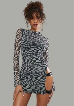 Poster Grl Dresses Warped Realm Checkered Mesh Mini Dress 7 Poster Grl Dresses Warped Realm Checkered Mesh Mini Dress
