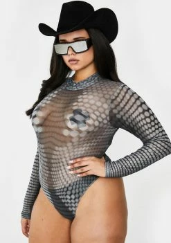 Poster Grl Lookin' Like New Money Mesh Bodysuit Tops