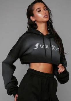Poster Grl Attitude Adjustment Crop Hoodie Tops