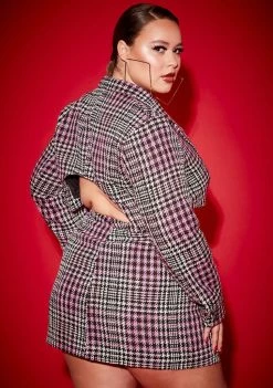 Poster Grl Outerwear Plus Honey Been Mean Cropped Tweed Blazer