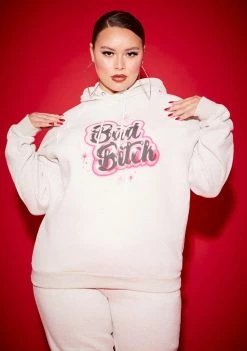 Poster Grl Plus Bad Bish Vibe Airbrushed Fleece Hoodie