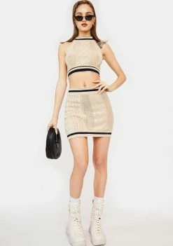 Poster Grl Learning To Diva Cableknit Crop Top Tops