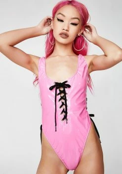 Poster Grl Tops Slick Moves Lace-Up Bodysuit
