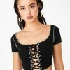 Poster Grl Midnight Brat Pack Lace Up Tee Lace-Up Crop Top