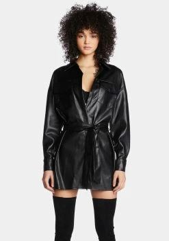 Poster Grl Shirt Dress No Permission Needed Vegan Leather Dress