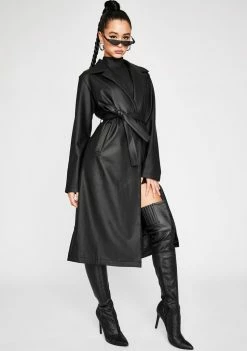 Poster Grl Outerwear Throwin' Shade Belted Trench