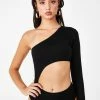 Poster Grl Tops Rough Edge Cut Out Bodysuit