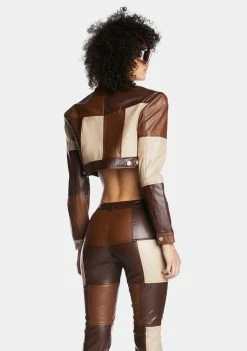 Poster Grl Cropped Jacket Not The Same Patchwork Jacket