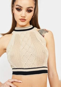 Poster Grl Learning To Diva Cableknit Crop Top Tops