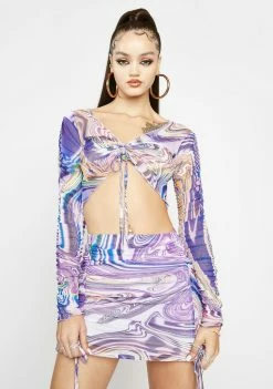 Poster Grl Lavender Hypnotic Habits Ruched Skirt Set