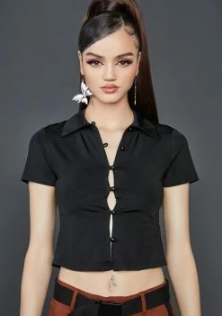 Poster Grl Can't Trust Myself Crop Shirt Button Up Shirt