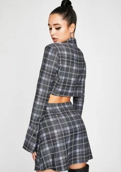 Poster Grl Tops Back In Session Plaid Crop Top