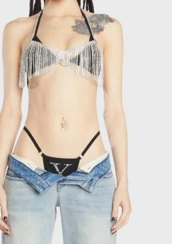 Poster Grl Dress Up Shit Deja Vu Rhinestone Top