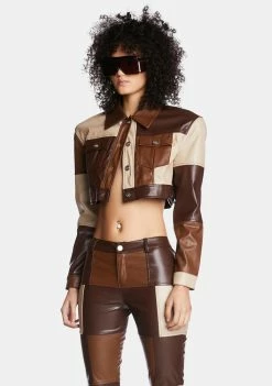Poster Grl Cropped Jacket Not The Same Patchwork Jacket