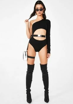 Poster Grl Tops Rough Edge Cut Out Bodysuit