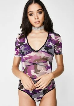 Poster Grl Never Hiding Camo Bodysuit Tops