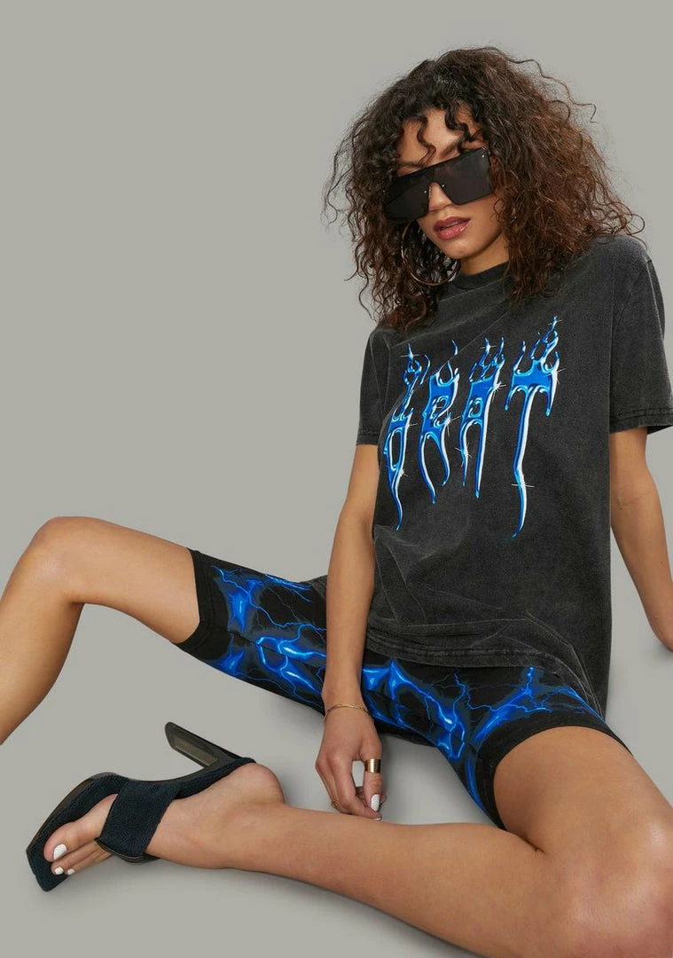 Poster Grl Catching Flames Graphic Tee And Shorts Set Jumpsuits & Rompers 4 Poster Grl Catching Flames Graphic Tee And Shorts Set Jumpsuits & Rompers