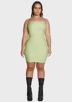 Poster Grl Plus Lime Future Starts Slow Tube Mini Dress