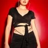 Poster Grl Tops Wine N Dine Fine Tie Front Crop Top