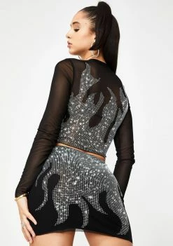 Poster Grl Set Me On Fire Rhinestone Skirt