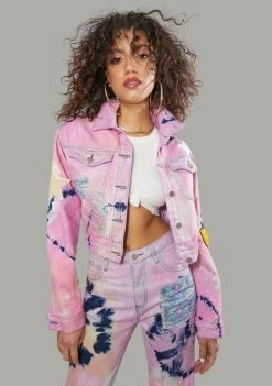 Poster Grl Outerwear Twisted Rhythm Patched Tie Dye Jacket