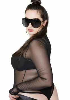 Poster Grl Anything But Basic Sheer Bodysuit Tops