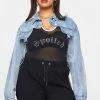 Poster Grl Outerwear Plus Break The Ice Denim Shrug Jacket