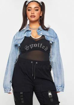 Poster Grl Outerwear Plus Break The Ice Denim Shrug Jacket