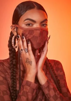 Poster Grl Face Masks Luxury Vibes Checker Face Mask