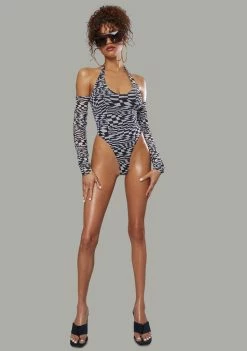 Poster Grl Warped Realm Checkered Bodysuit Tops