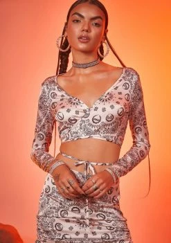 Poster Grl Salty After Sundown Wrap Crop Top