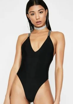 Poster Grl Money Bags Rhinestone One Piece Swim