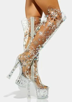 Poster Grl Snowflake Princess Clear Platform Boots Platforms