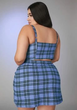 Poster Grl Jumpsuits & Rompers Miss Got A Clue Plaid Skirt Set