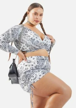 Poster Grl Plus Salty After Sundown Wrap Crop Top Tops